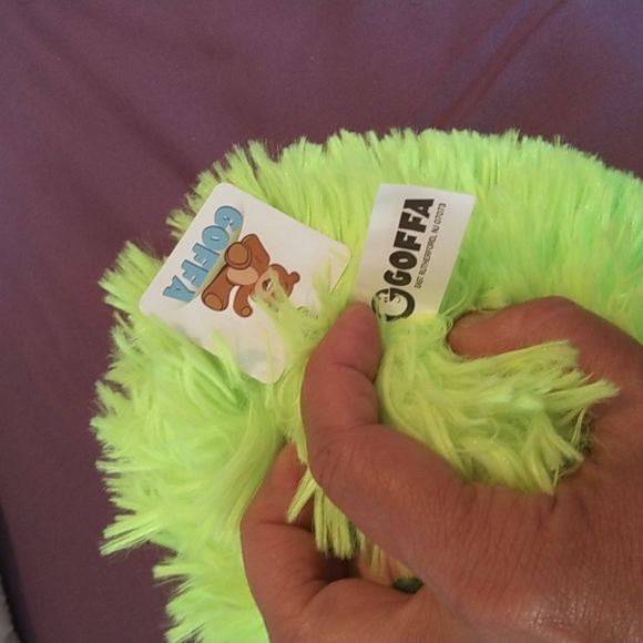 Squishy Fuzzy Squeeze Ball by Goffa. Lime Green - Picture 4 of 5